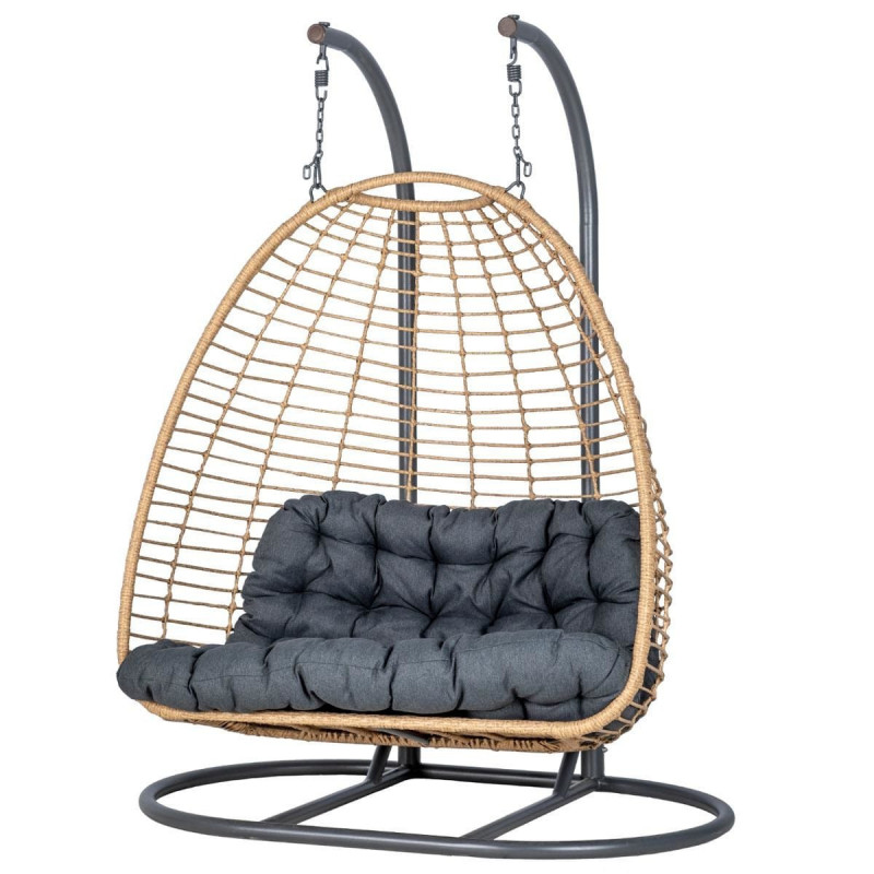 Hanging Egg Chair - Kursi Gantung Mewah 2-Dudukan Anyaman Ukuran