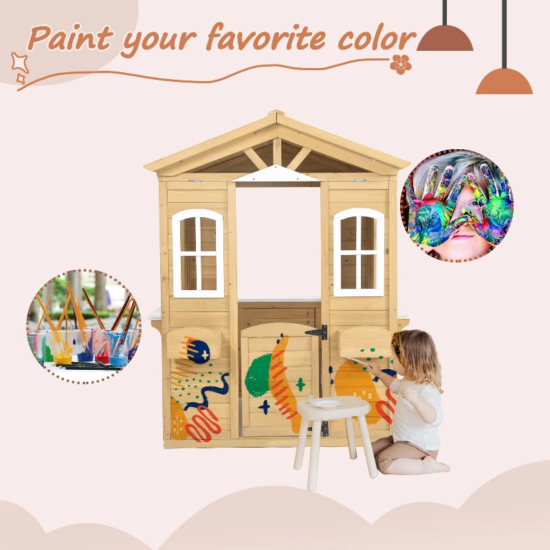 Rumah Mainan Kayu Solid Klasik - Outdoor Furniture Kids ulasan dan harga
