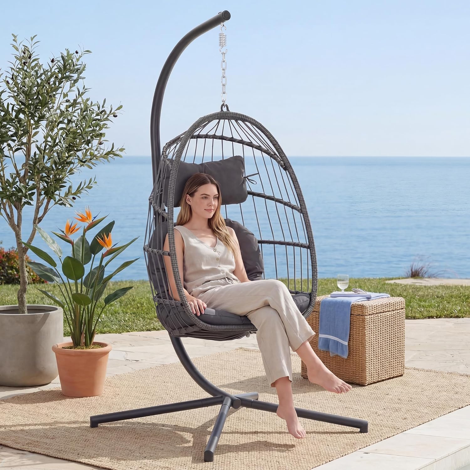 Kursi Gantung Telur Indoor Out - Hanging Egg Chair ulasan dan harga