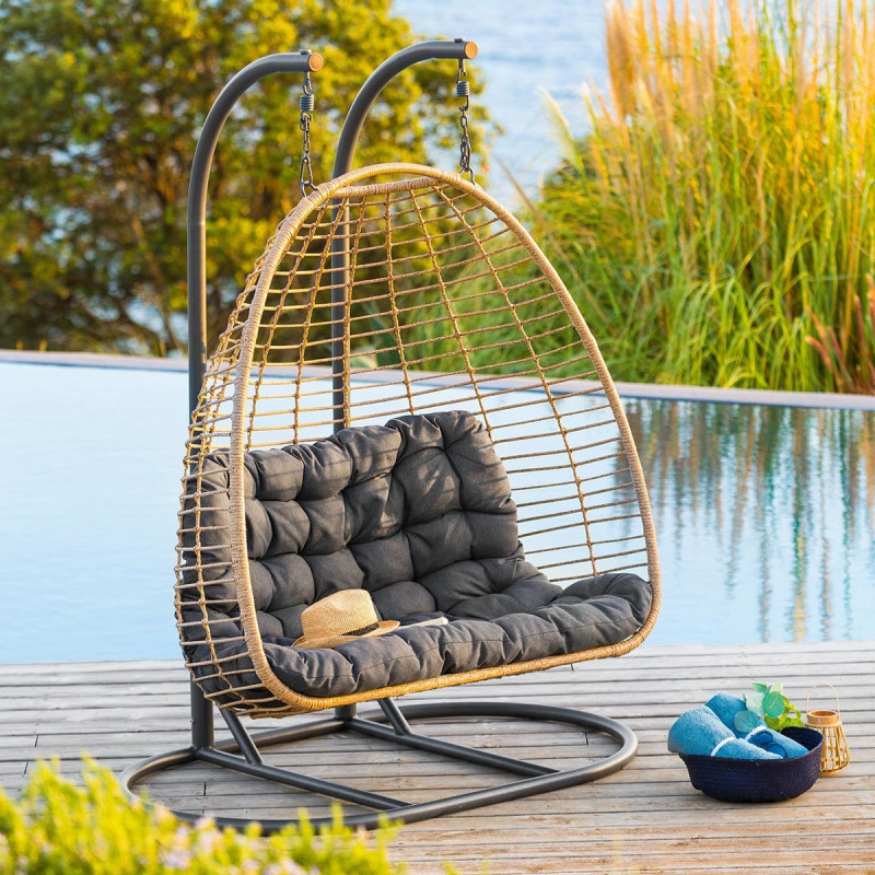 Kursi Gantung Mewah 2-Dudukan  - Hanging Egg Chair ulasan dan harga